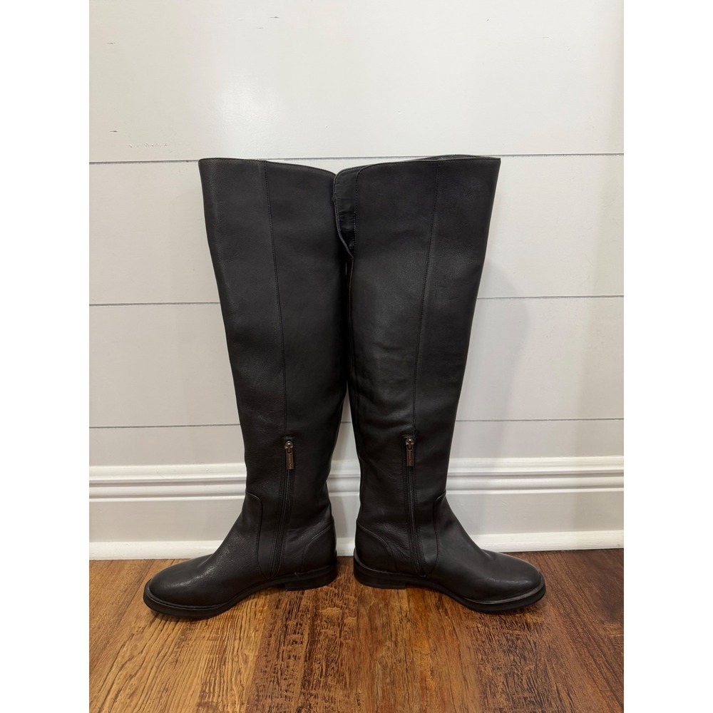 Gianni Bini Eldaa Embroidered Leather Riding Boots Black Size 6